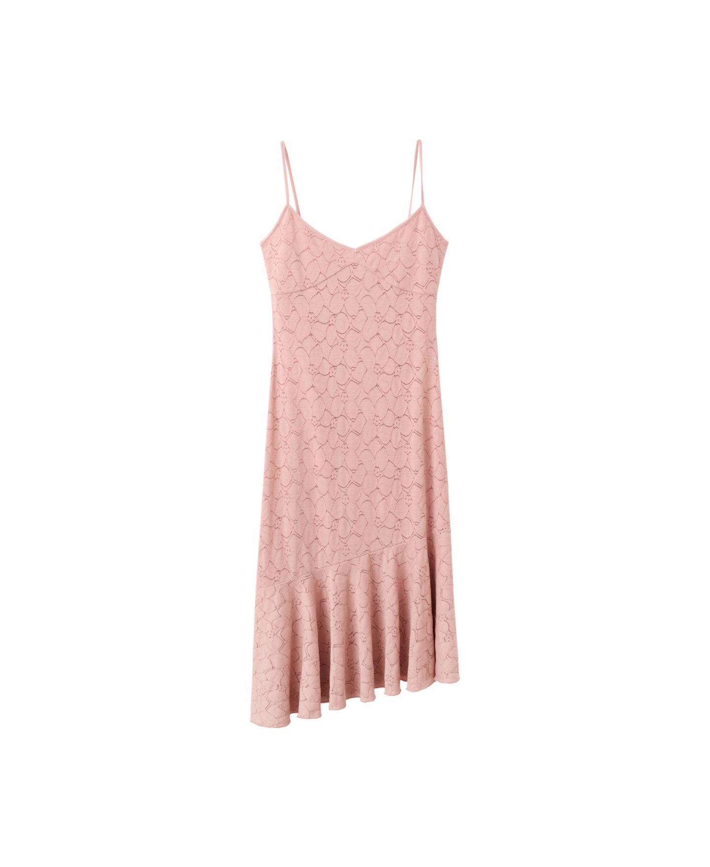 Женское платье Mango V-Neck Openwork Floral-Print Midi, цвет: Бледный розовый — фото 5