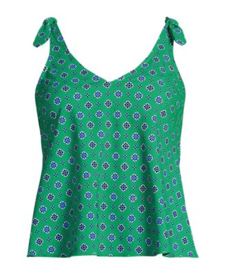 Plus Size Tie Shoulder Flutter Tankini Top