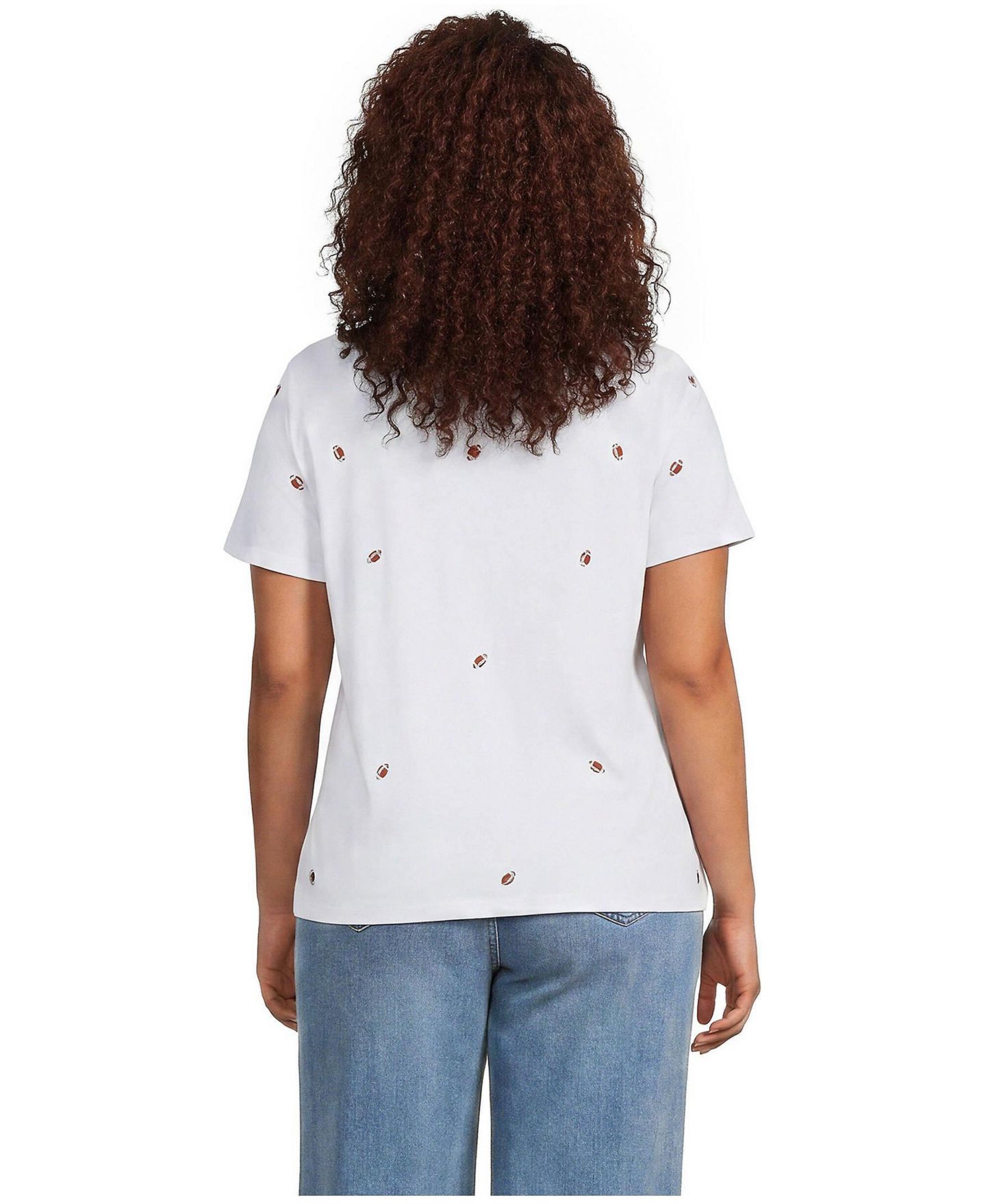 Женская футболка Lands' End Plus Size Embroidered Crewneck Supima Cotton, цвет: Белый — фото 2