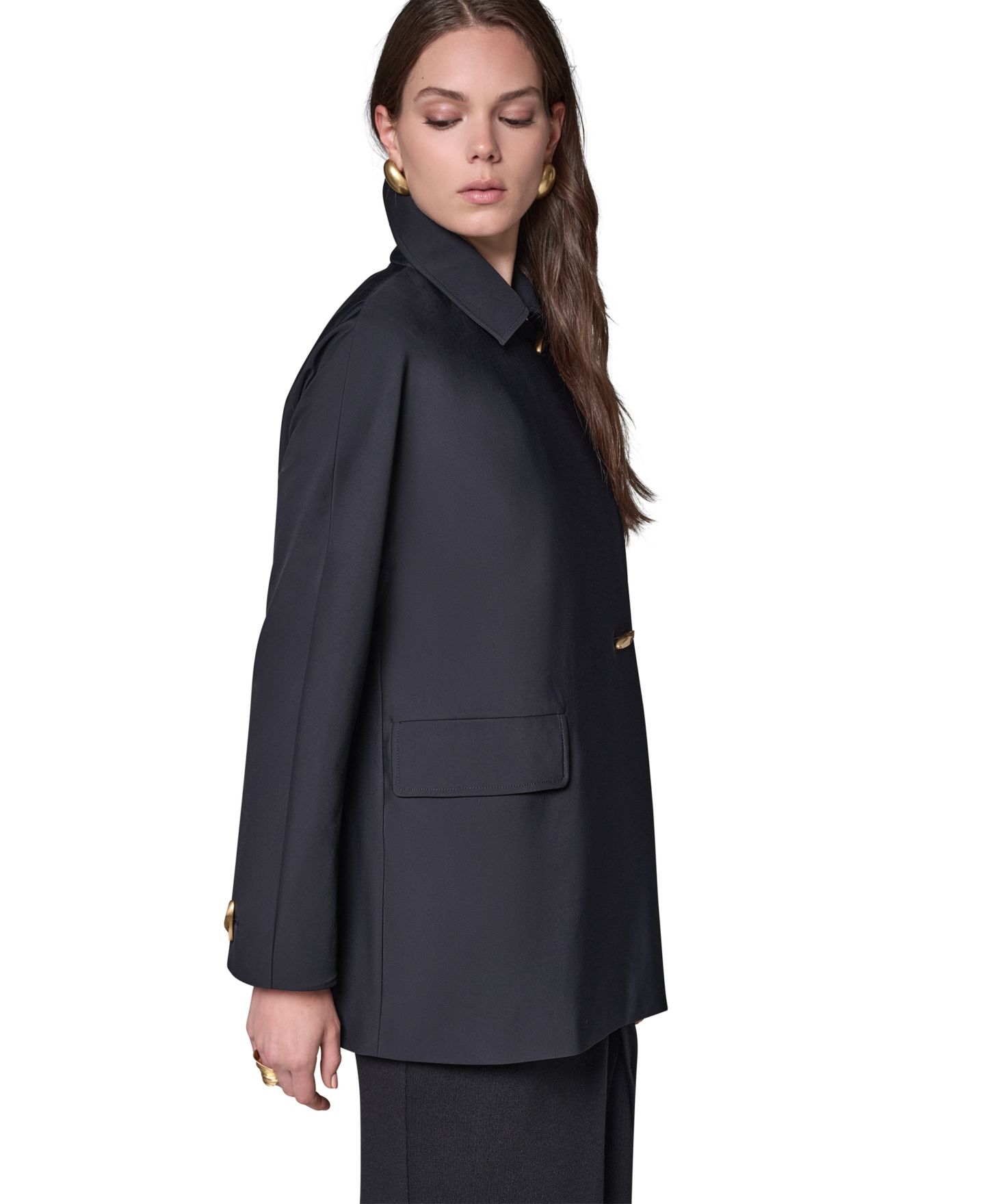 Женские куртки Donna Karan New York Buttoned Water-Resistant Lined Raincoat, цвет: Чёрный — фото 3