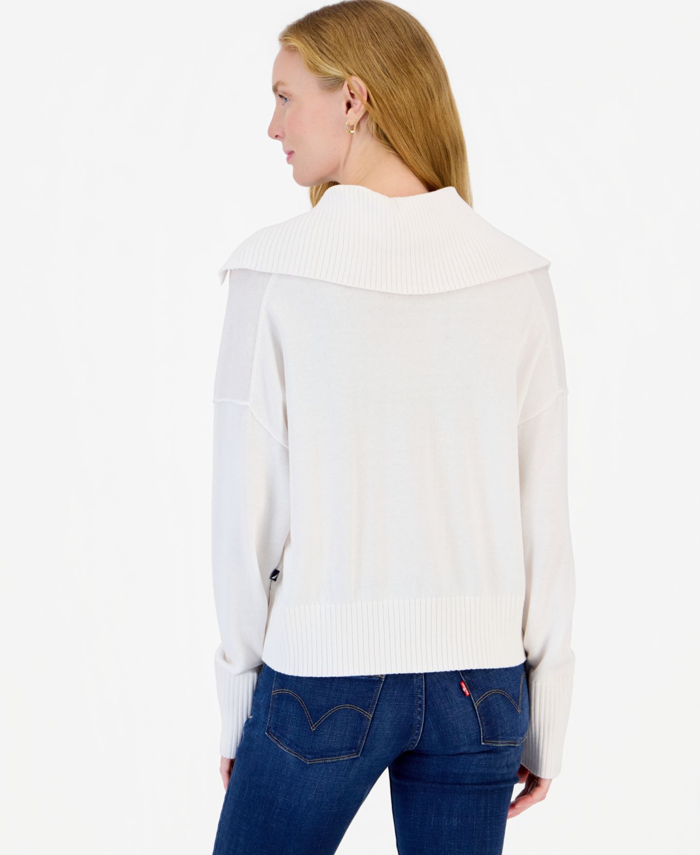 Женский свитер Nautica Shawl Collar Long-Sleeve Button-Front, цвет: Яркий белый — фото 2