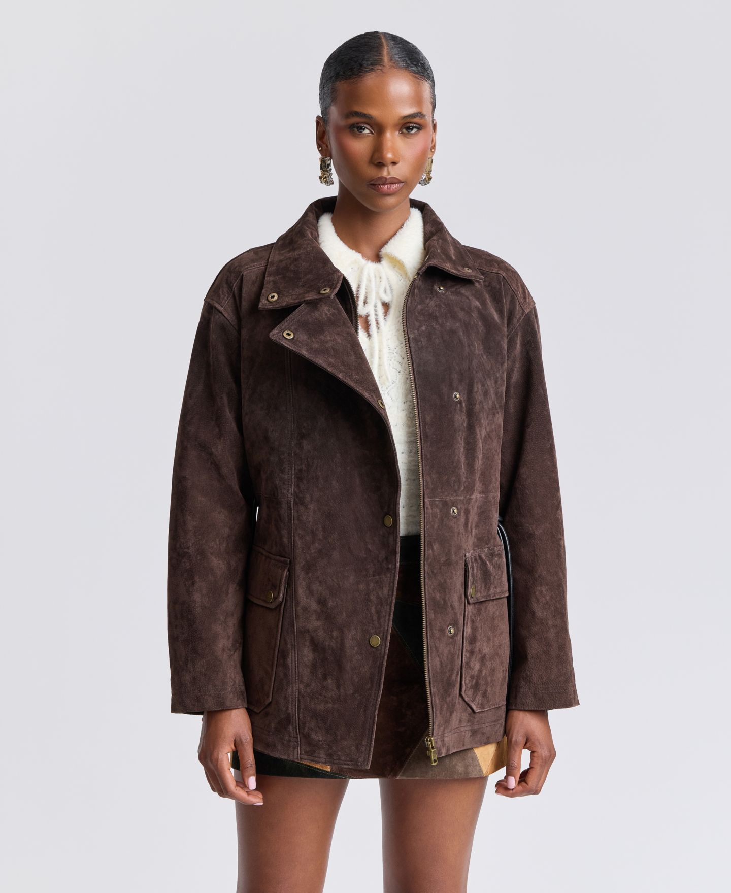 Женская куртка Avec Les Filles Belted Suede, цвет: Коричневый — фото 2