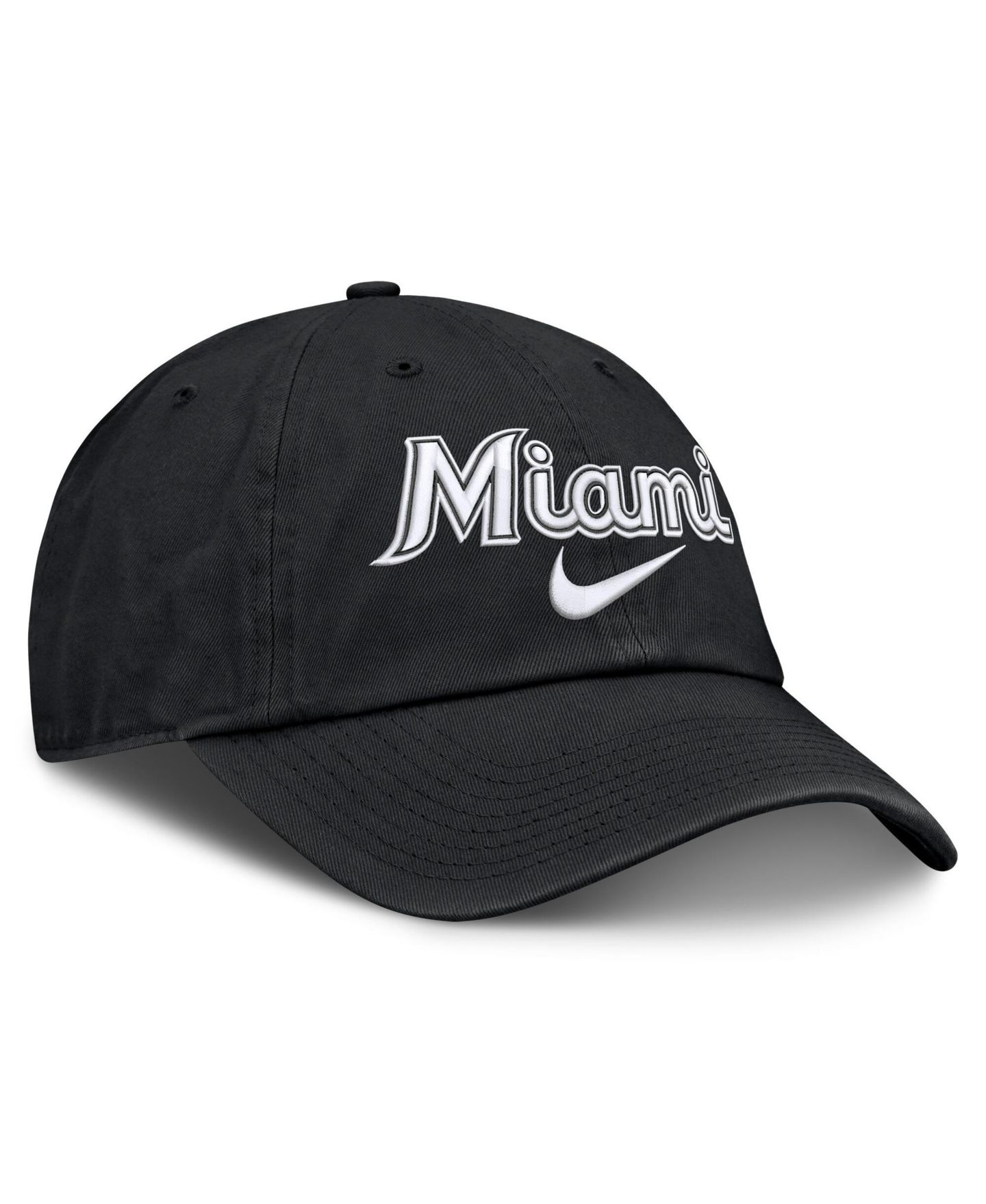 Мужская кепка Nike Black Miami Marlins Primetime Club Adjustable Hat — фото 3