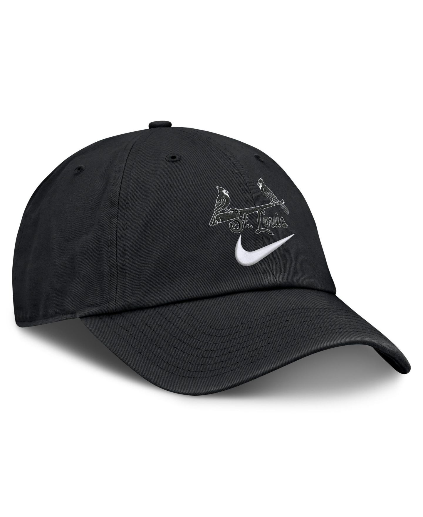 Мужская кепка Nike Black St. Louis Cardinals Primetime Club Adjustable Hat — фото 3
