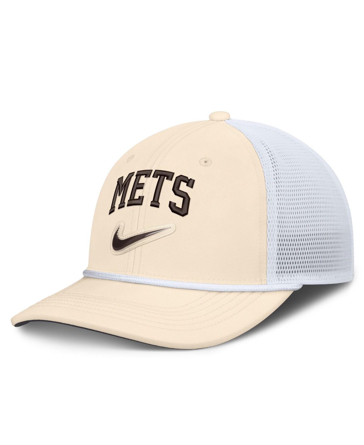 Nike Men's Natural/White New York Mets Rise Dri-fit Trucker Adjustable Hat