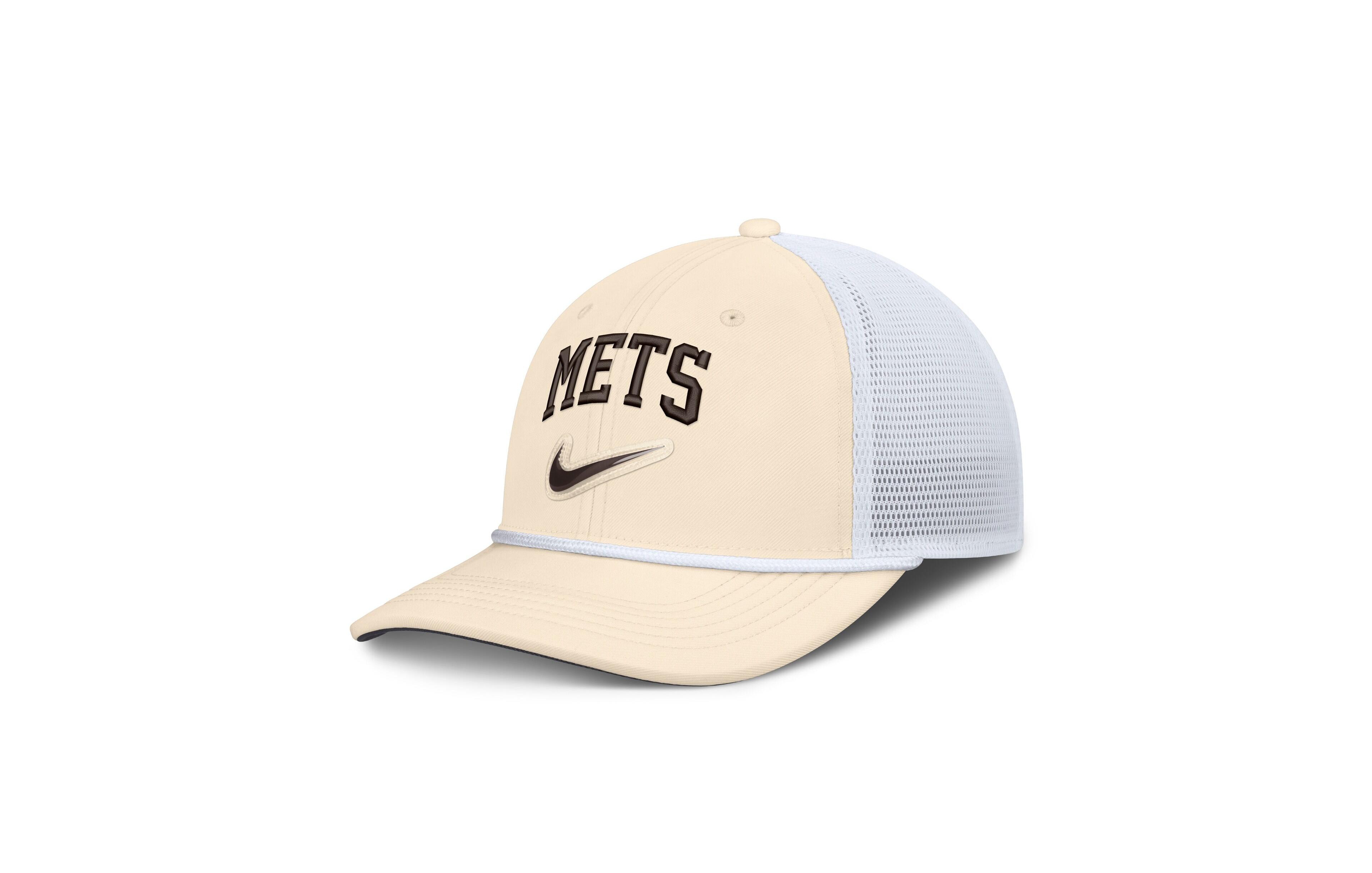 Nike Men's Natural/White New York Mets Rise Dri-fit Trucker Adjustable Hat