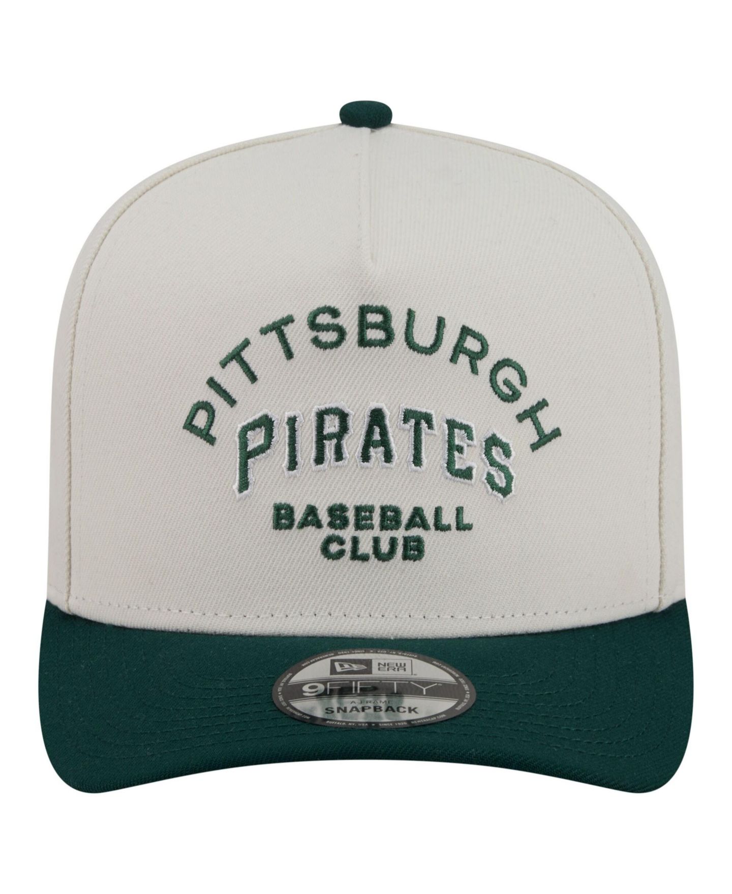 Мужская кепка New Era Cream/Dark Green Pittsburgh Pirates Chrome A-Frame 9FIFTY Snapback Hat — фото 2