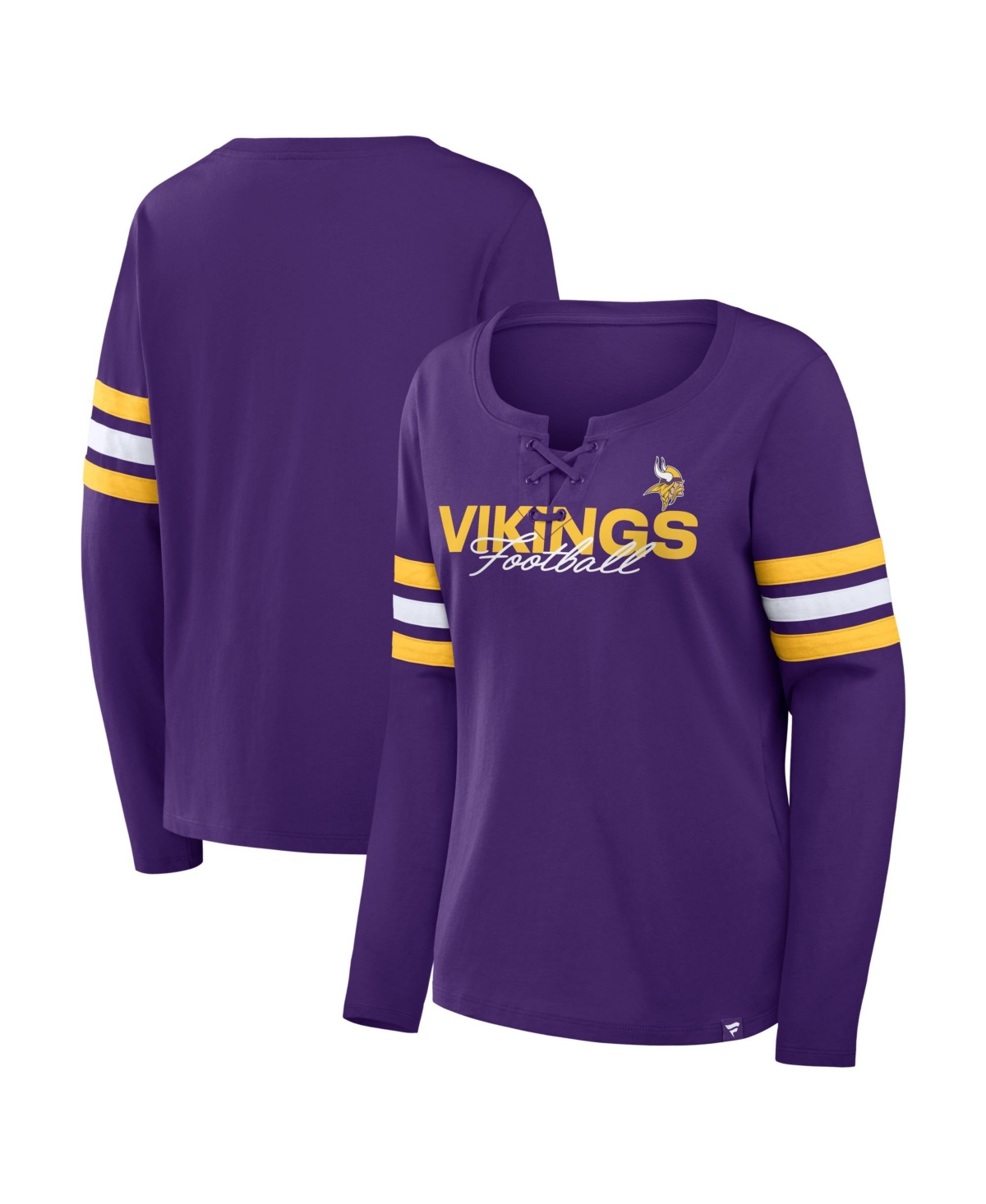 Fanatics Women's Purple Minnesota Vikings Team First Coverage Scheme Lace-Up Long Sleeve T-Shirt - Purple, Gold