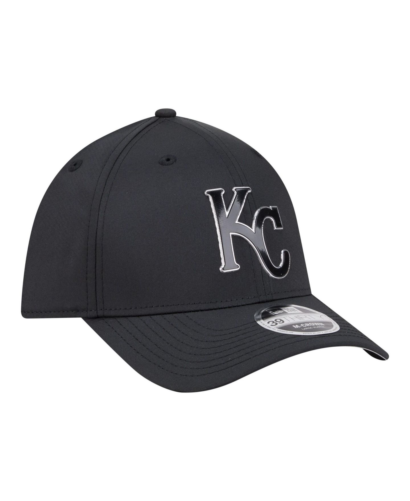 Мужская кепка New Era Black Kansas City Royals Metallic 39THIRTY M-Crown Flex Hat — фото 3