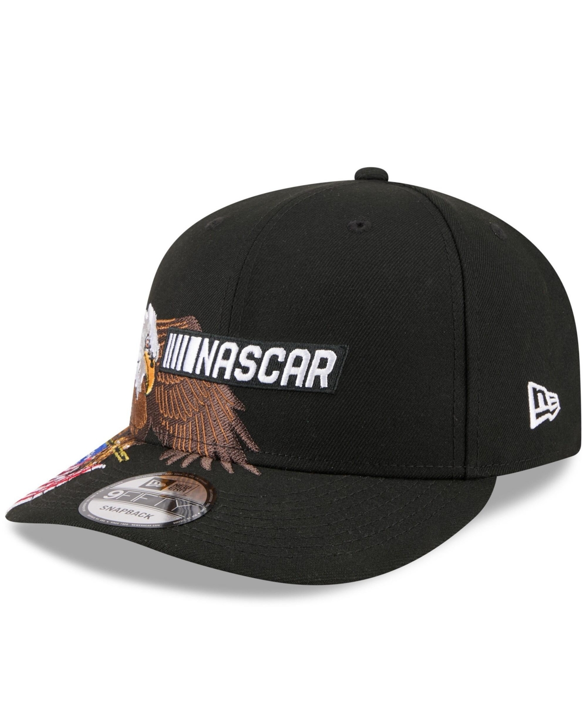 New Era Men's Black Nascar Patriotic Eagle Flag A-Frame 9FIFTY Snapback Hat