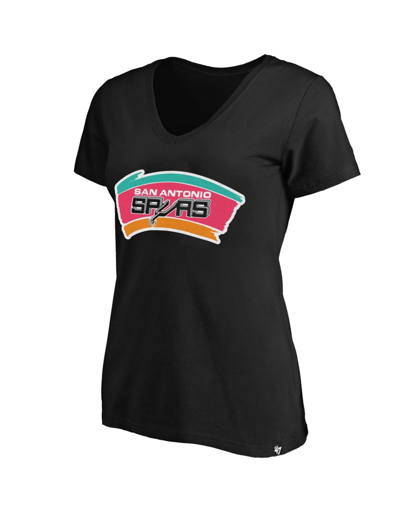 Женская футболка '47 Brand Black San Antonio Spurs Plus Size Frankie V-Neck — фото 2