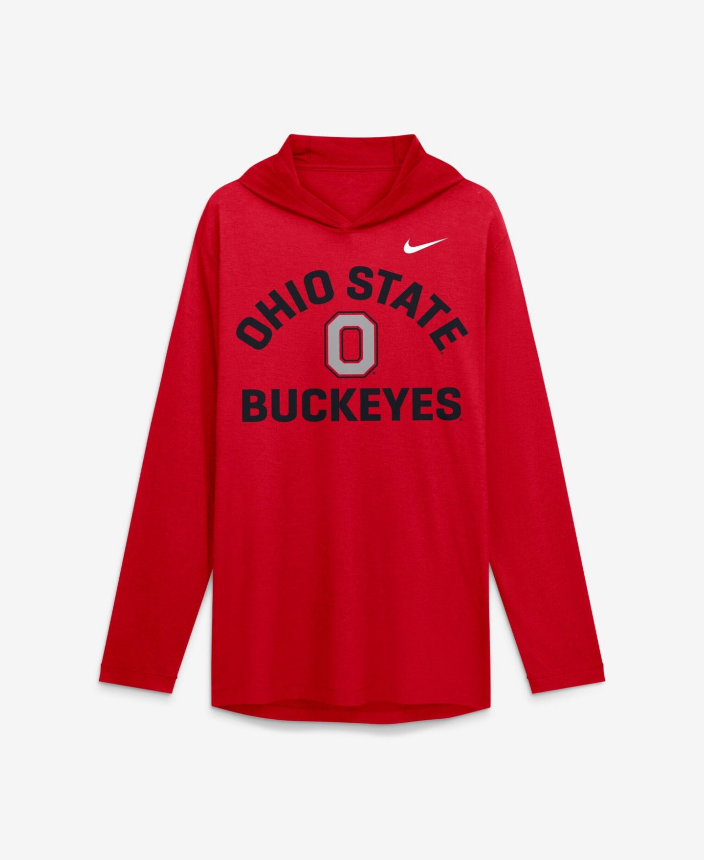 Мужская футболка Nike Scarlet Ohio State Buckeyes Primetime Arch Tri-Blend Dri-FIT Long Sleeve Hooded — фото 2