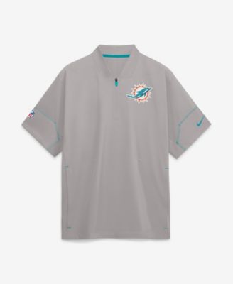 Men's Gray Miami Dolphins Sideline Short Sleeve Quarter-Zip Coaches Jacket