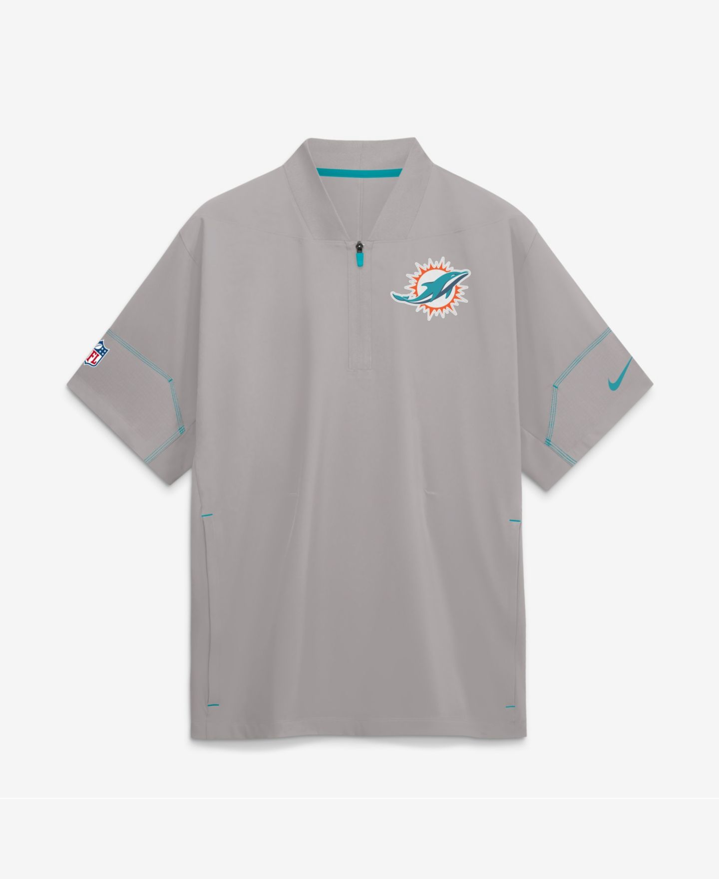 Мужская куртка Nike Gray Miami Dolphins Sideline Short Sleeve Quarter-Zip Coaches — фото 1
