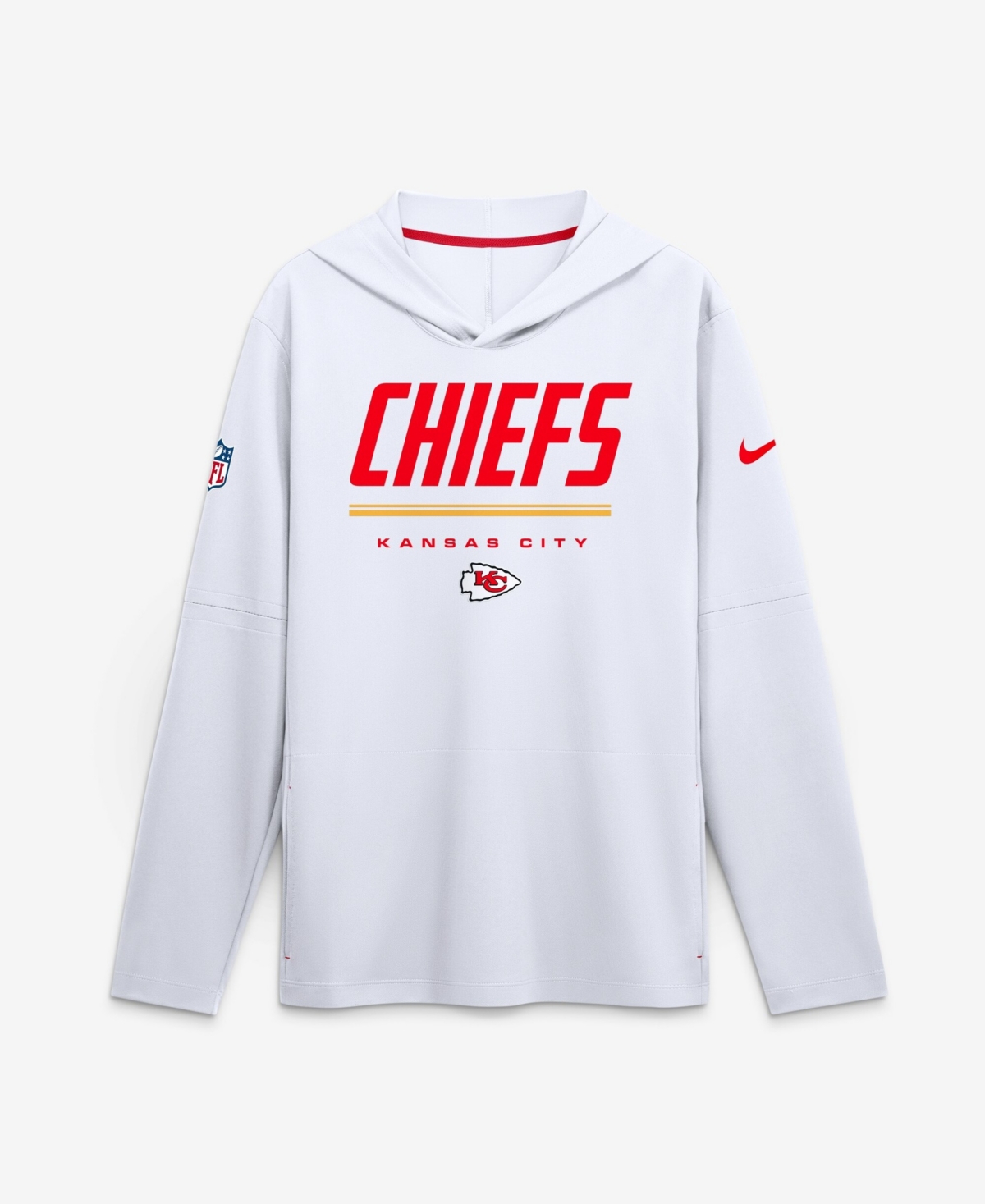 Nike Men's White Kansas City Chiefs Sideline Game On Lightweight Long Sleeve Dri-fit Hoodie - White, Red