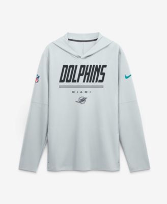 Men's Platinum Miami Dolphins Sideline Game On Lightweight Long Sleeve Dri-FIT Hoodie