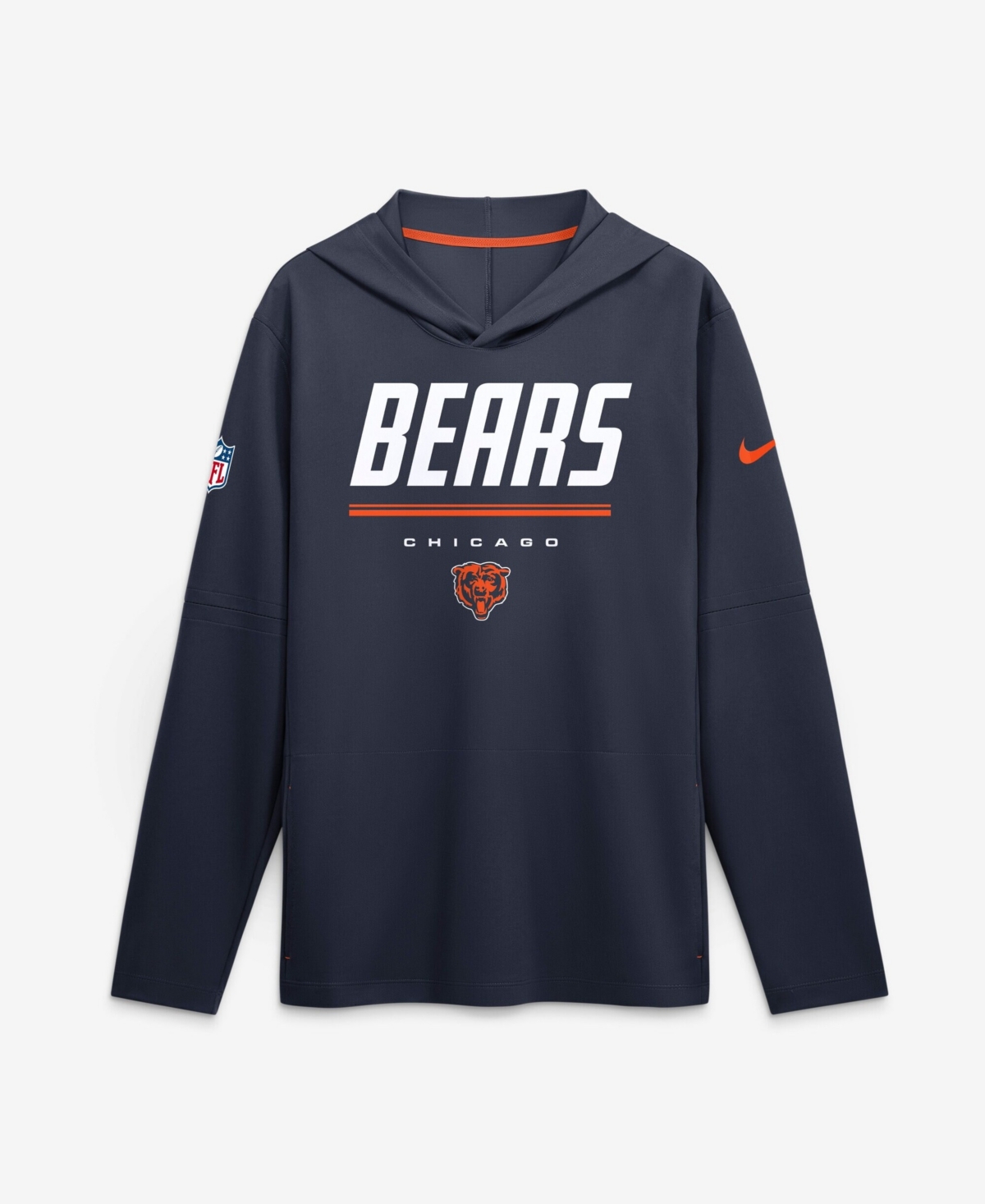 Nike Men's Navy Chicago Bears Big & Tall Sideline Game On Lightweight Long Sleeve Dri-fit Hoodie - Navy, Orange