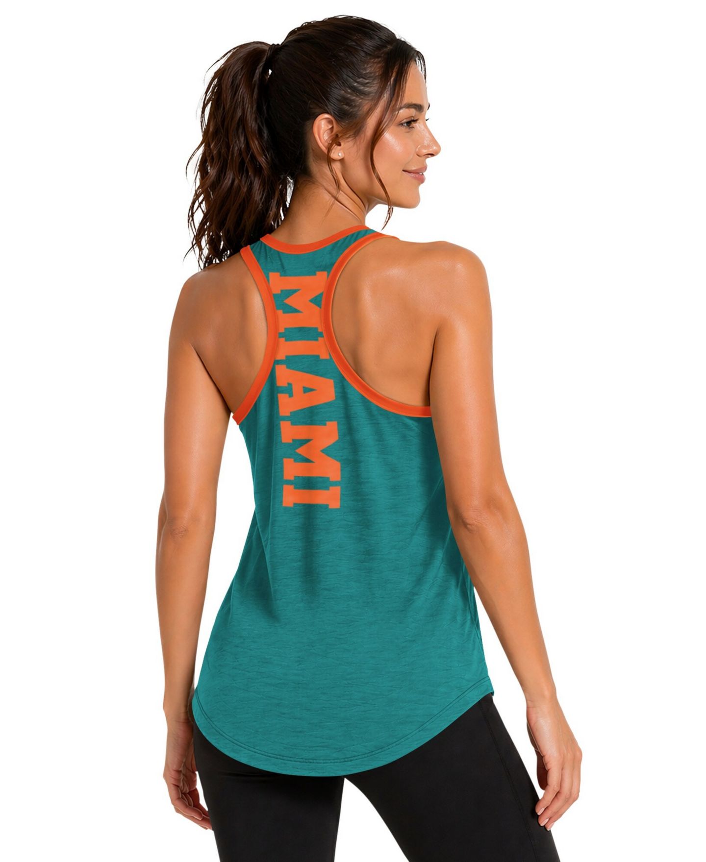 Женский топ G-III 4Her by Carl Banks Aqua Miami Dolphins Tater II Racerback — фото 2