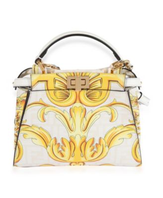 x Versace Fendace Gold Baroque and White FF Motif Mini Peekaboo
