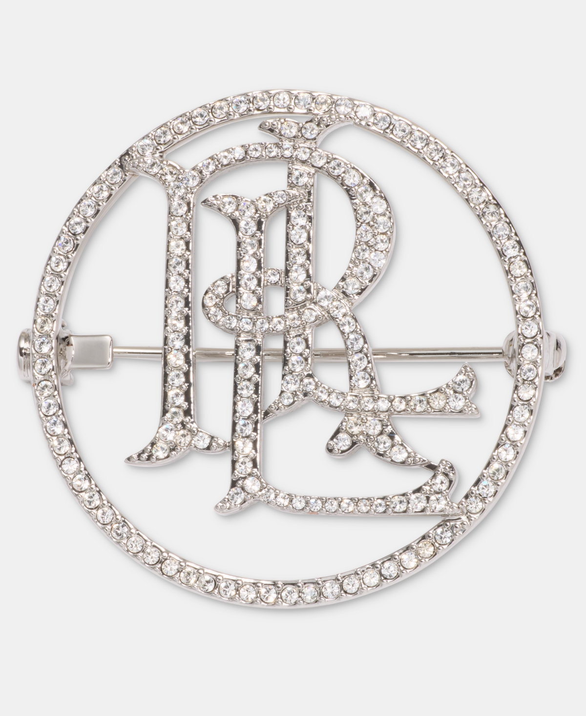 Lauren Ralph Lauren Crystal Pave Silver-Tone Logo Pin