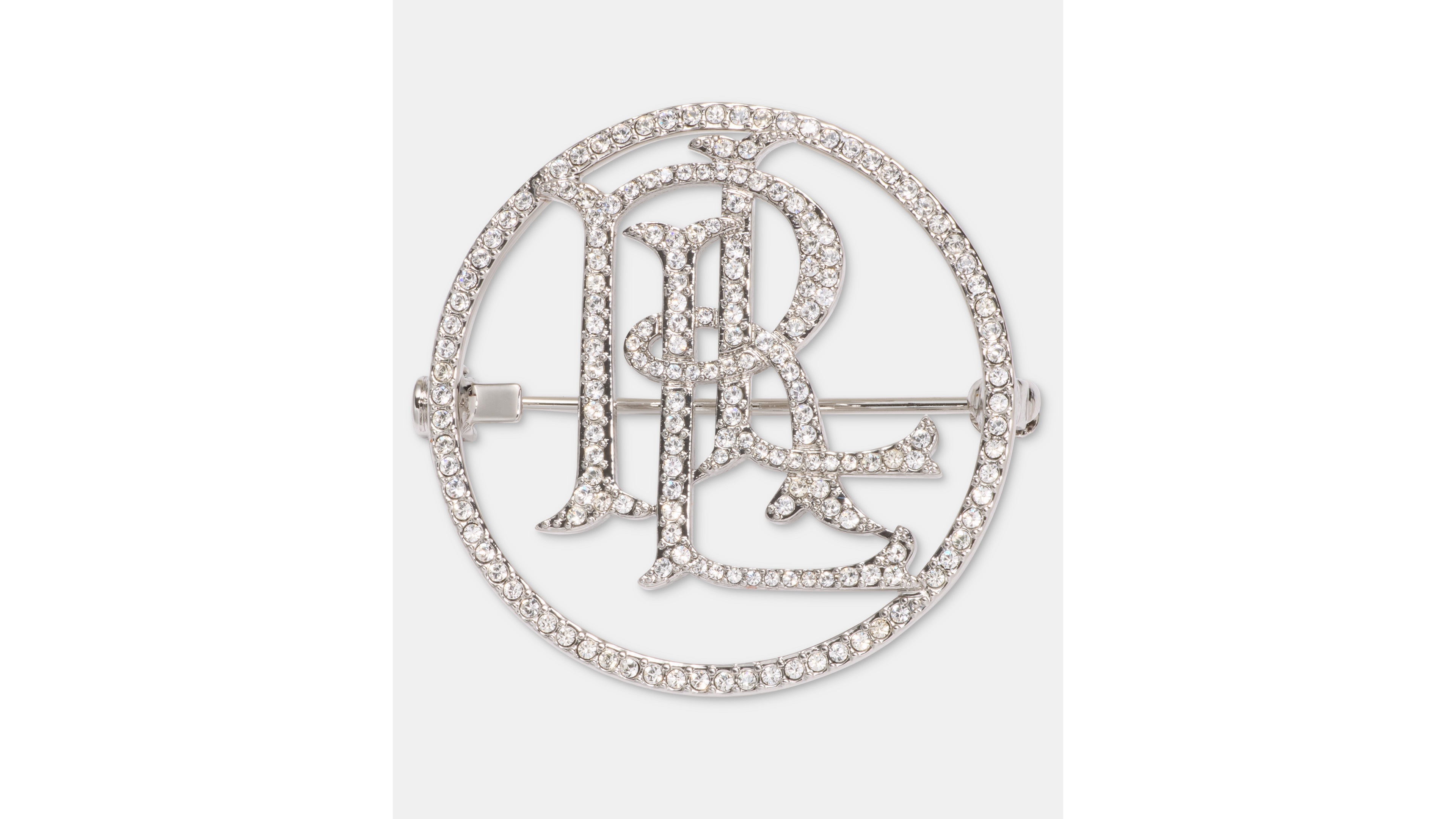 Lauren Ralph Lauren Crystal Pave Silver-Tone Logo Pin