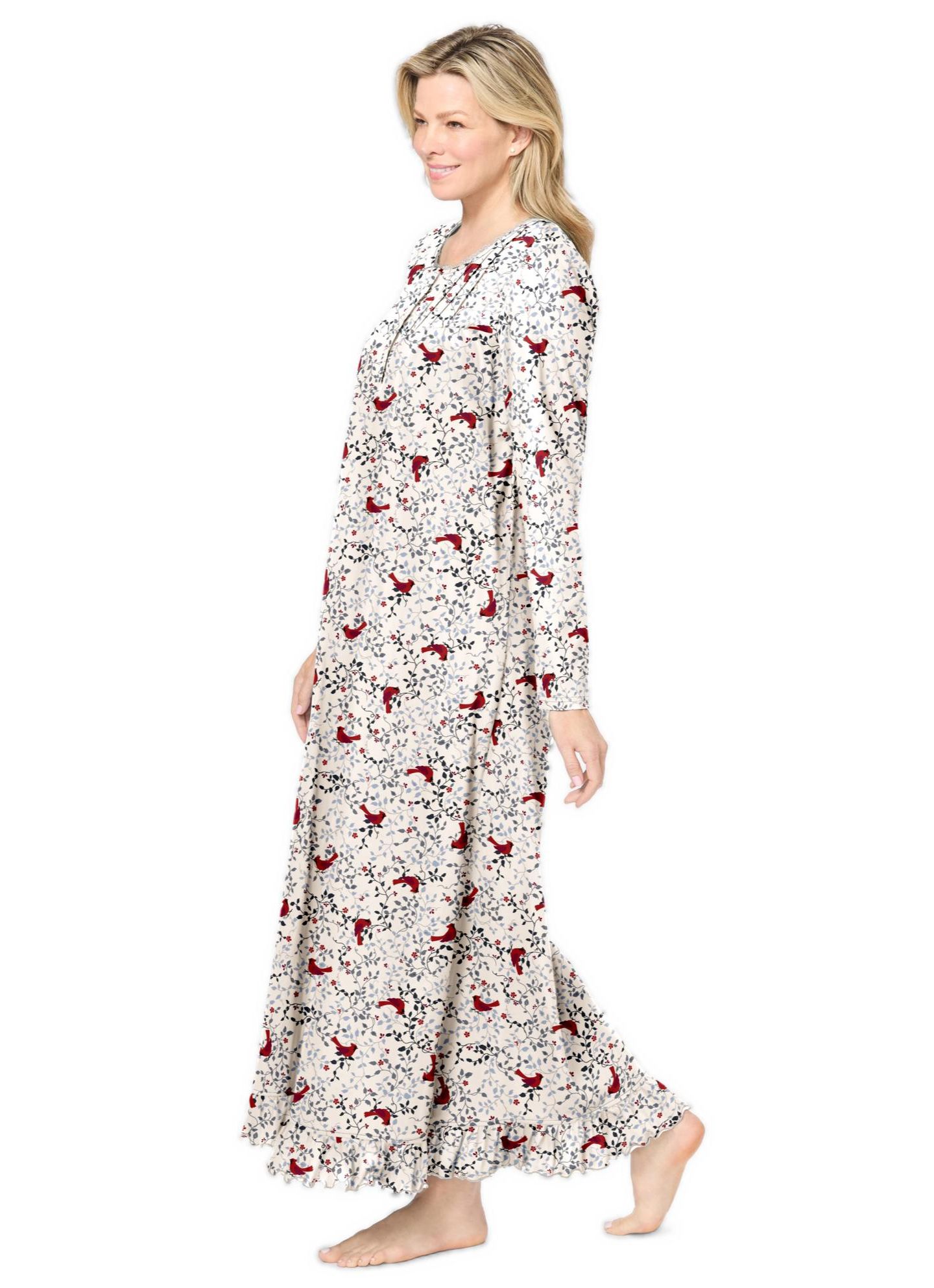 Женские платья Dreams & Co. Plus Size Dreams and Co. Long-Sleeve Gown, цвет: Красный — фото 3
