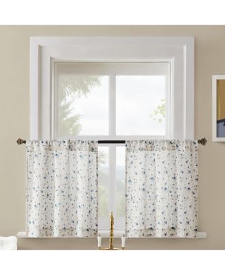 Mirabelle Ditsy Floral Semi-Sheer Rod Pocket Kitchen Curtain Tier Pair
