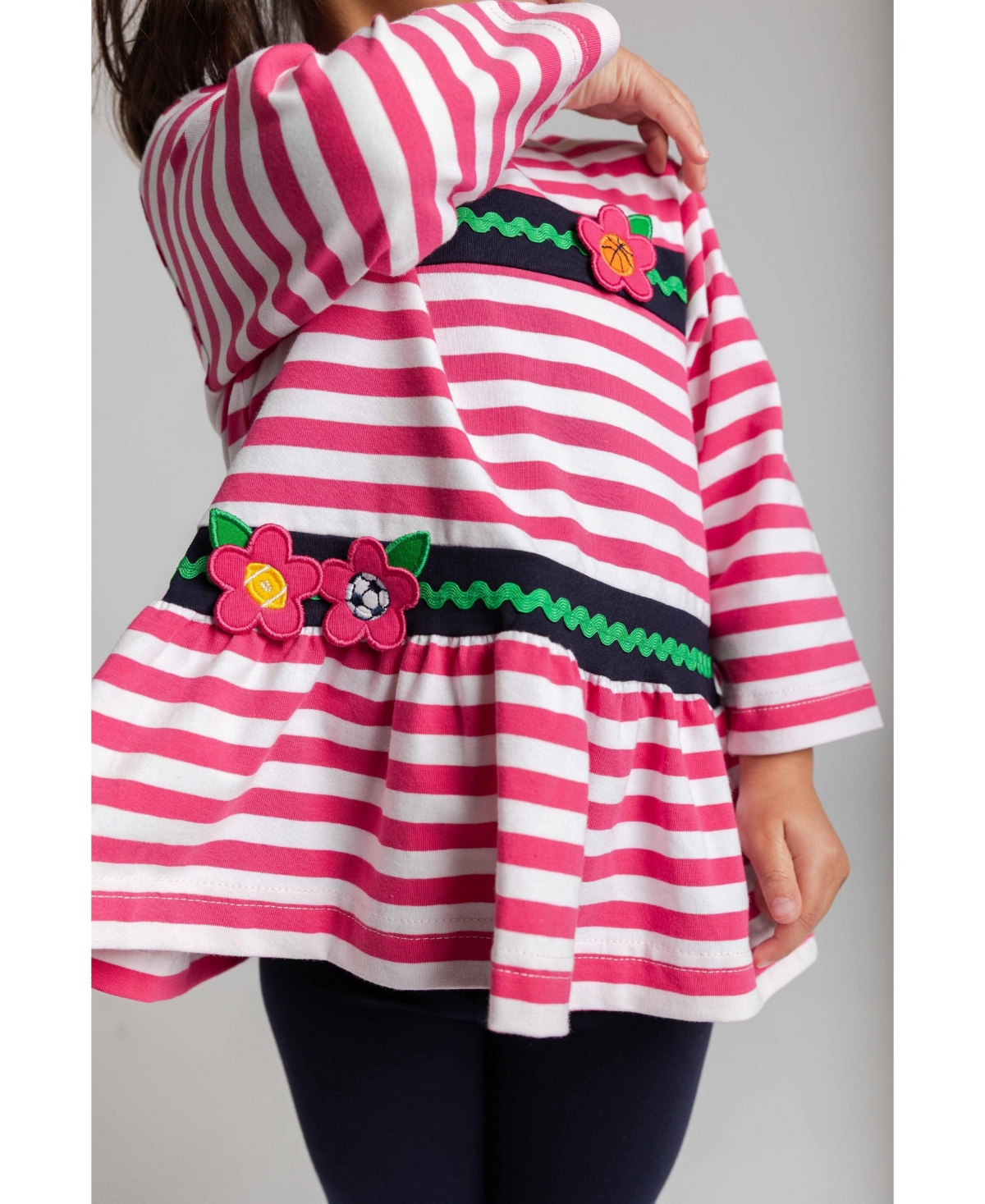 Florence Eiseman Little Girl's (2T - 6X) Stripe Knit Tunic With Sport Flowers And Leggings