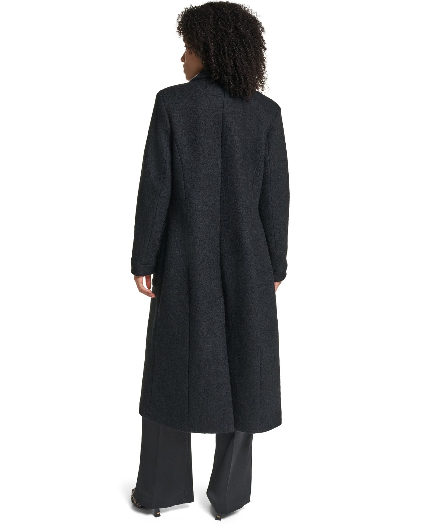 Женское пальто KARL LAGERFELD PARIS Wool-Blend Long Colorblock, цвет: Чёрный / Белый — фото 5