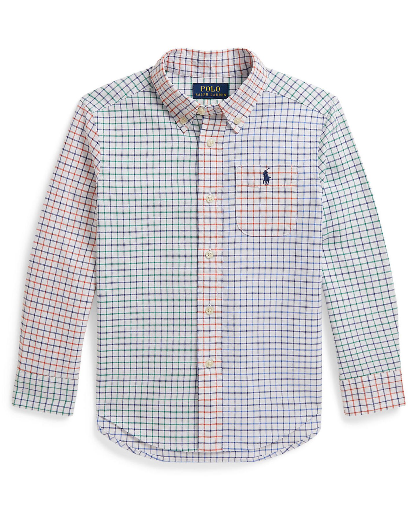 Рубашка Polo Ralph Lauren Tattersall Cotton Oxford Shirt для мальчиков, цвет: 7325 Tattersall Funshirt — фото 1