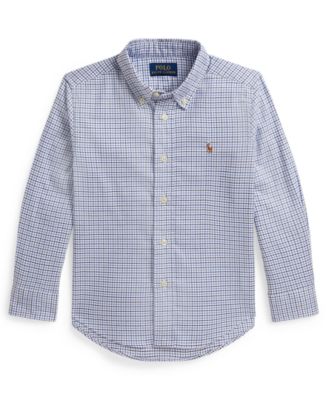 Boys' 2T-7 Checked Performance Oxford Shirt
