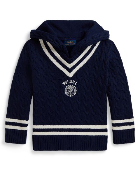 Детский хлопковый свитер Polo Ralph Lauren Cricket с капюшоном, 2T-7, цвет: Тёмно-синий