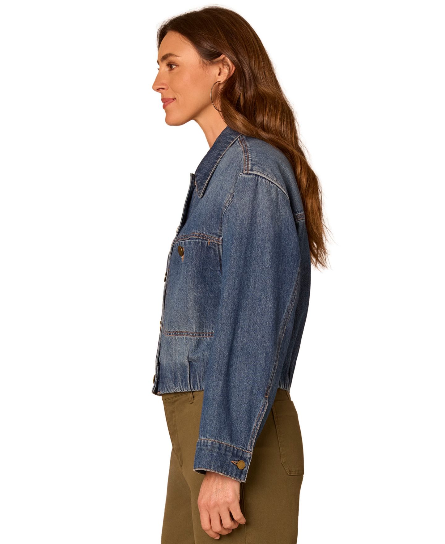 Женская куртка Democracy Petite Denim Bubble-Hem, цвет: Синий — фото 2