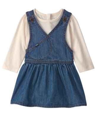 Baby Girls' Long-Sleeve Top and Denim Skirtall, 2-Piece Set