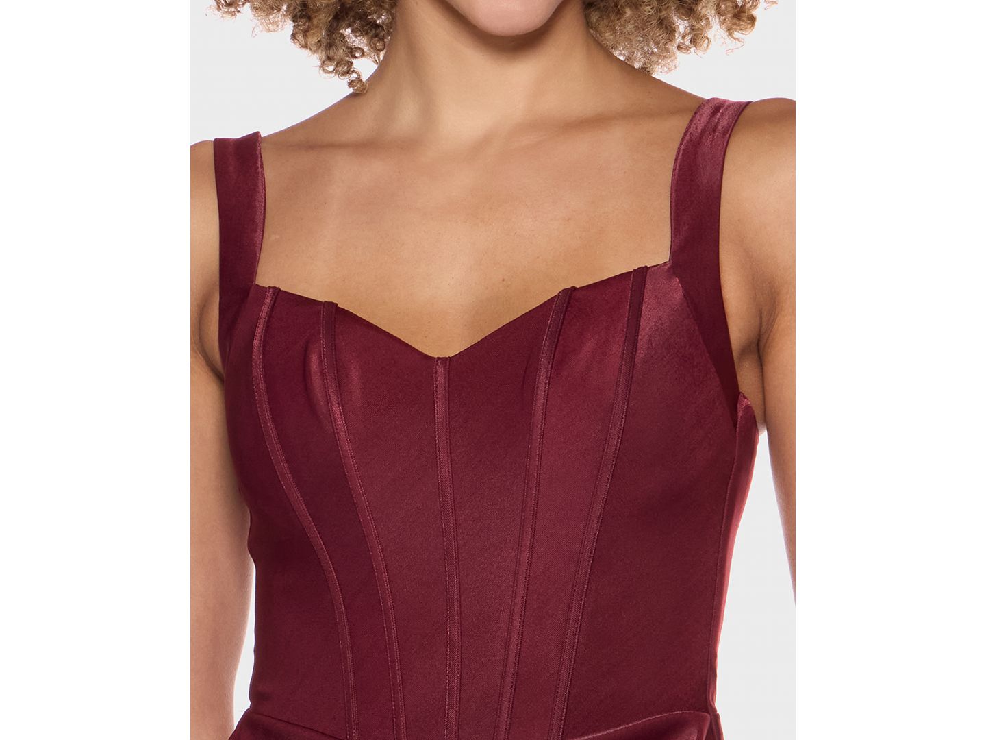 Женское платье B Darlin Juniors' Sweetheart-Neckline Corset-Bodice Draped-Skirt, цвет: Винный — фото 5