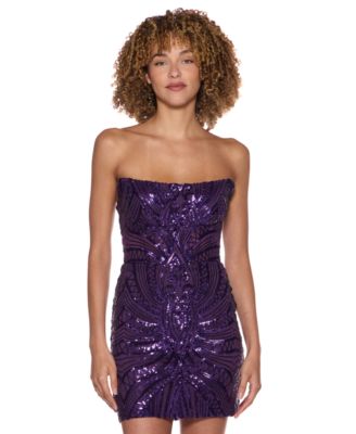 Juniors' Strapless Sequin Corset-Bodice Dress