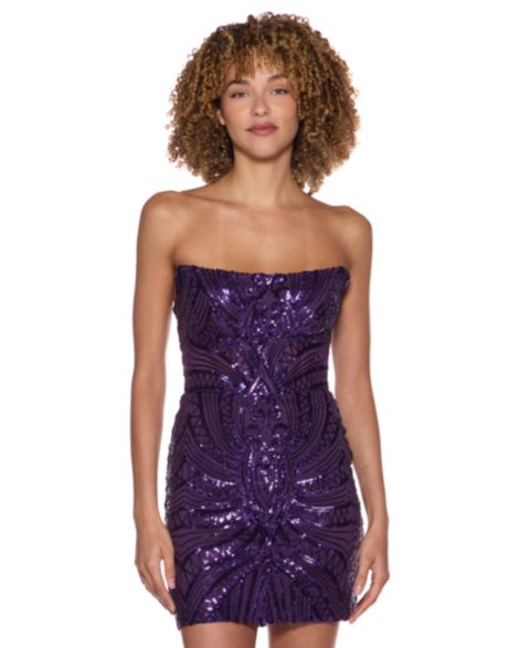 Женское платье B Darlin Juniors' Strapless Sequin Corset-Bodice, цвет: Тёмный фиолетовый