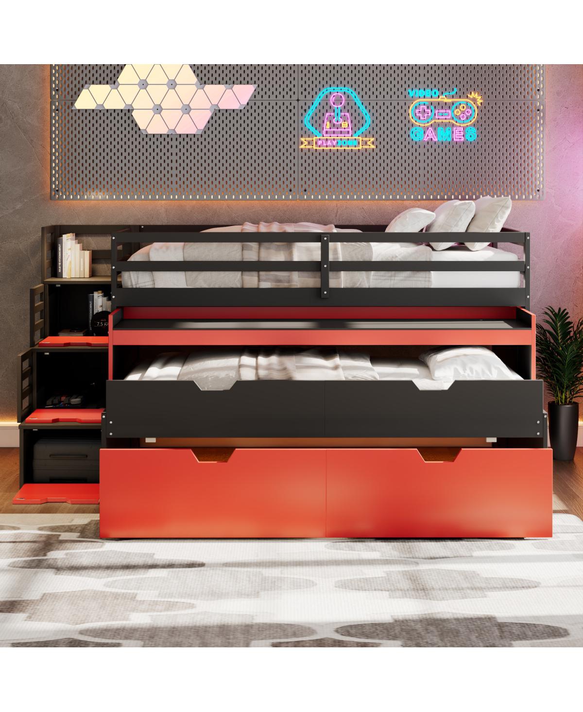 Streamdale Furniture Twin Xl Loft Bed with Desk, Trundle, Storage Steps