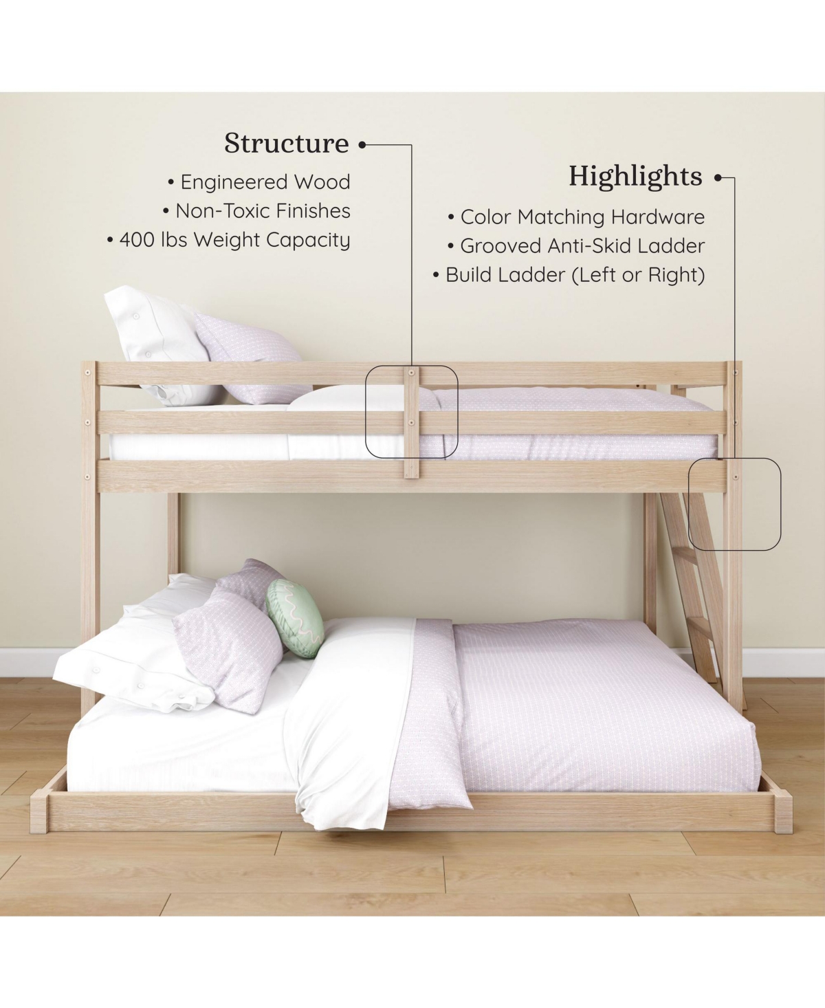 Grain & Grove Bear Plywood Twin/Full Low Bunk