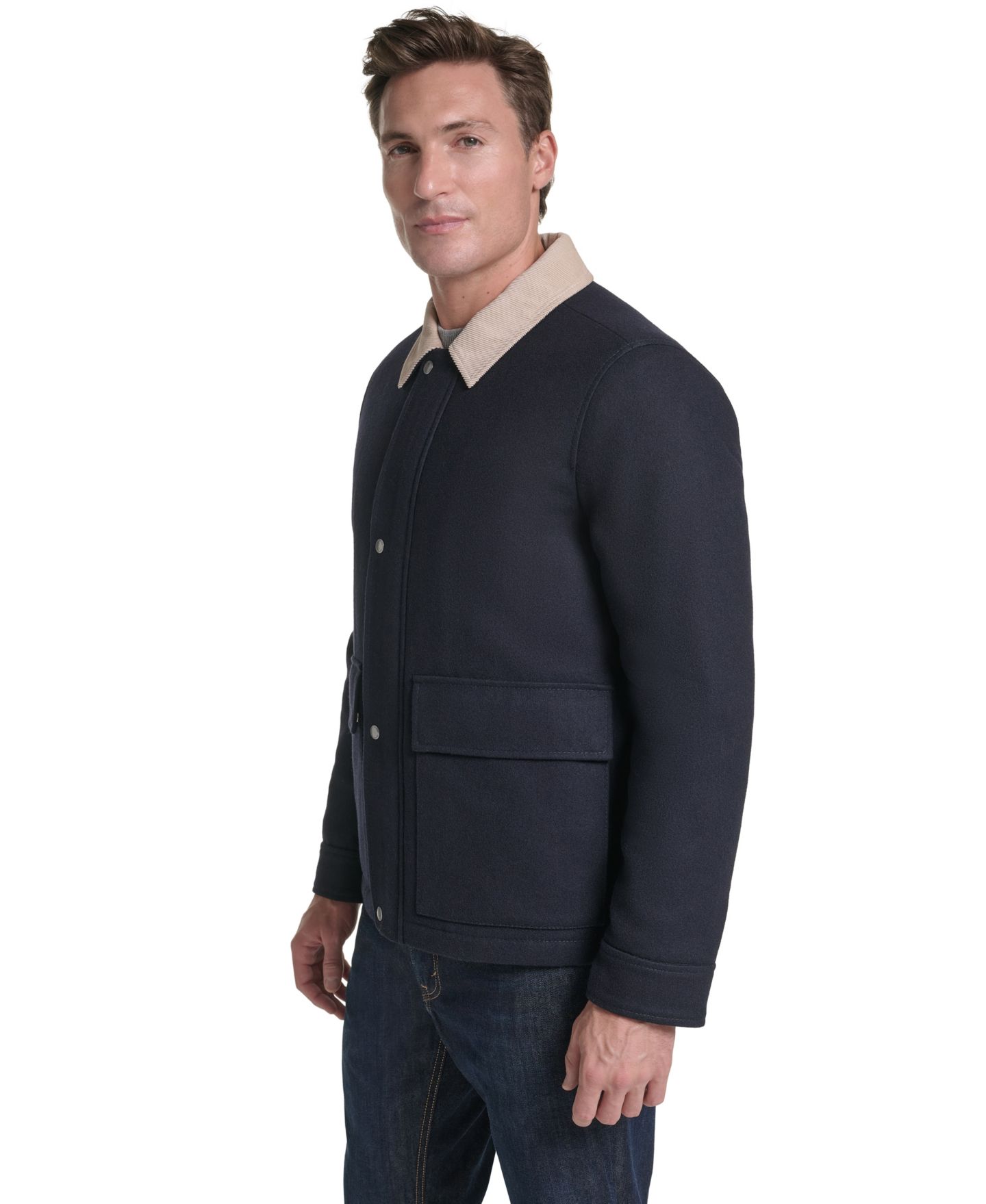 Мужская куртка Cole Haan Front-Zip Melton Wool, цвет: Тёмно-синий — фото 3