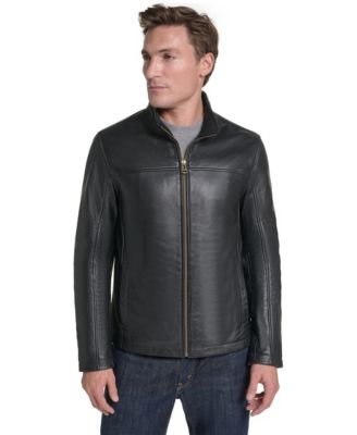 Men's Leather Convertible Collared Jacket