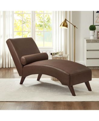 Mid-Century Modern Tech Fabric Chaise Lounge with Bolster Pillow