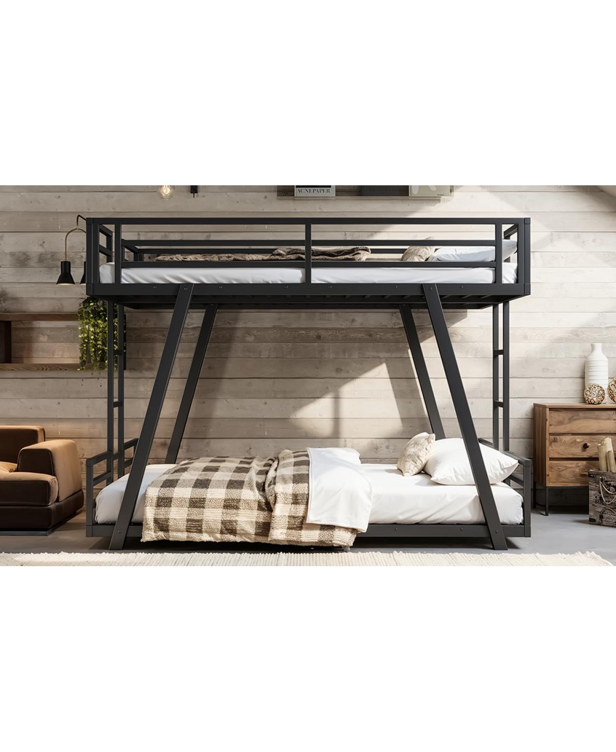 Streamdale Furniture Full over Full Metal Bunk Bed with Dual Side Ladders