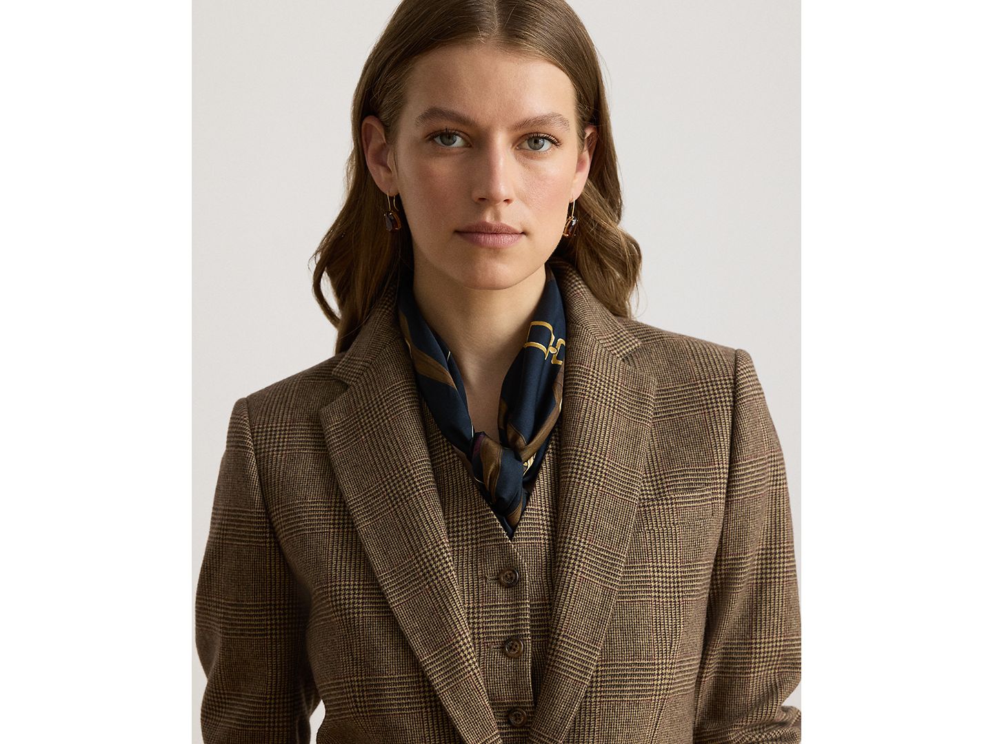 Женский пиджак Lauren Ralph Lauren Glen Plaid Wool Twill Tailored, цвет: Коричневый / Рыжевато-коричневый разноцветный — фото 3