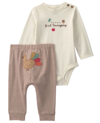 Baby Boys' and Girls' Baby's First Thanksgiving Top and Pants, 2-Piece Set