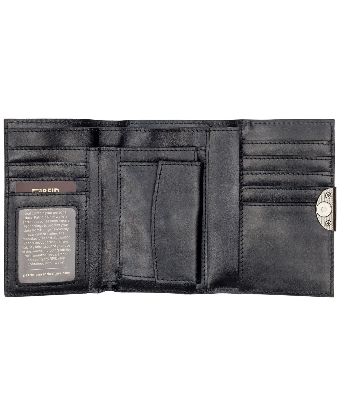 Женский кошелёк Patricia Nash Acri Leather Trifold Wallet, цвет: Чёрный — фото 3