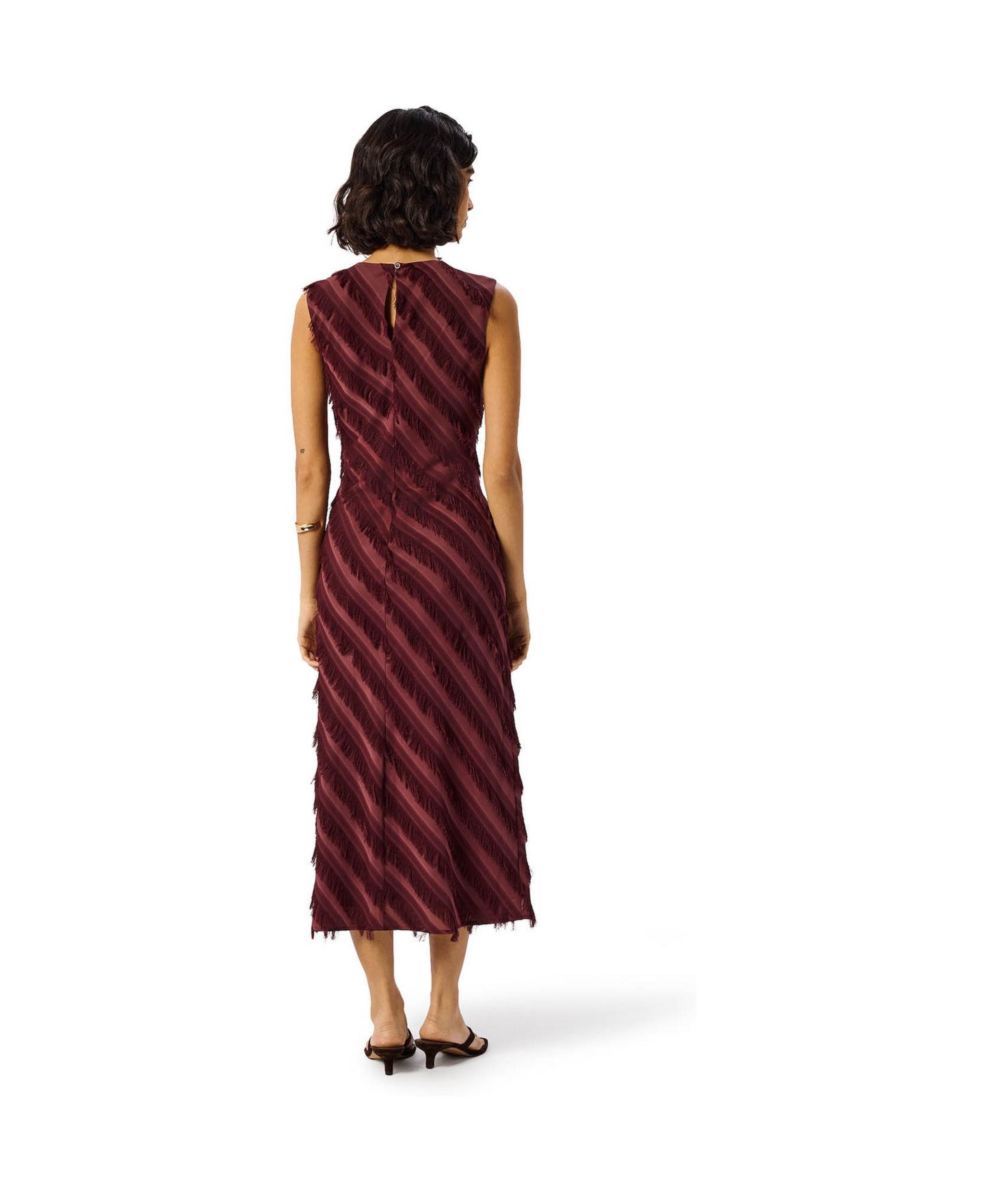 Женское платье Whistles Fringe-Textured Sleeveless Midi, цвет: Коричневый — фото 2