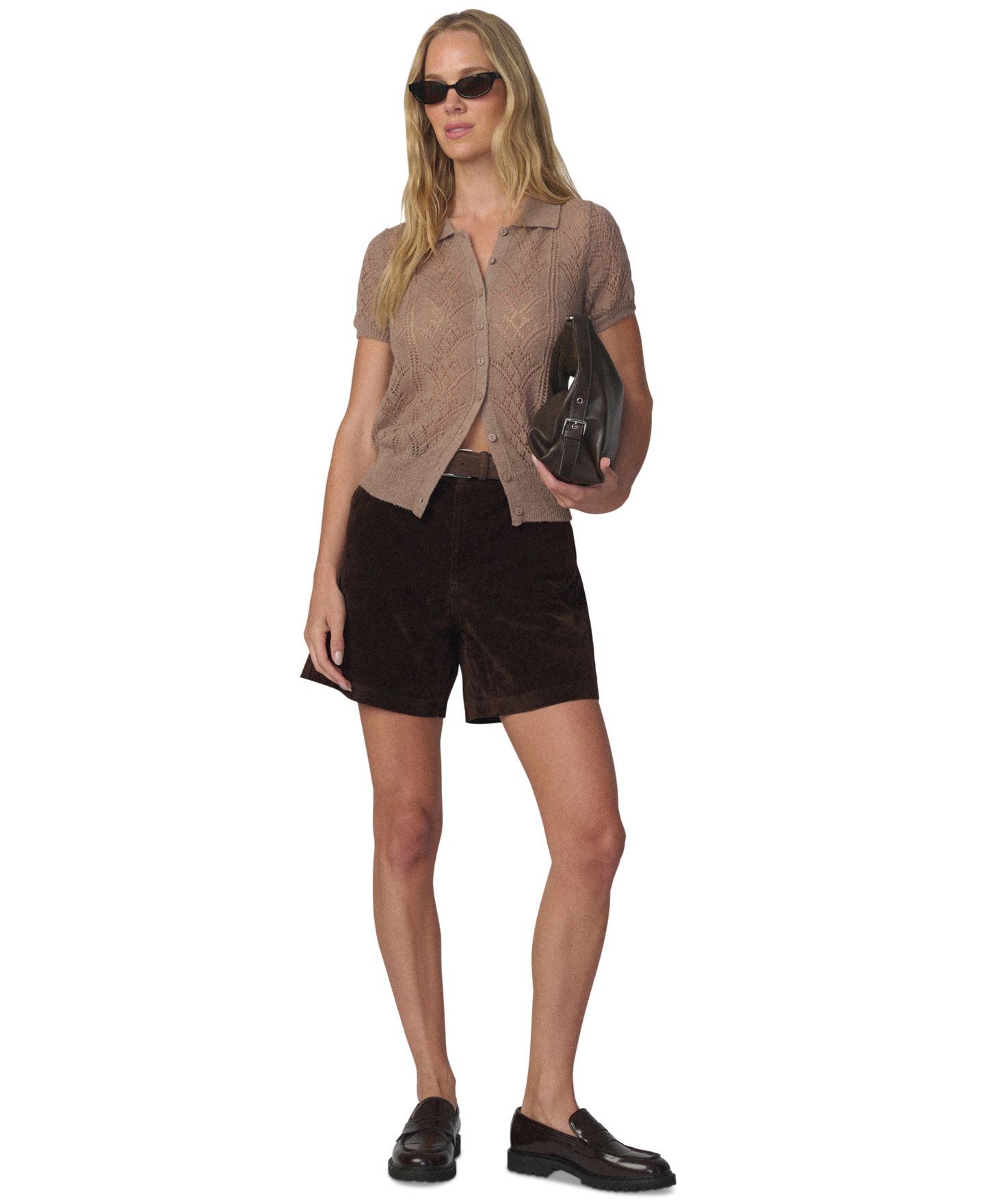 Женские шорты Joe's Jeans High-Waisted Faux-Suede Harlowe, цвет: Тёмный шоколадный — фото 2