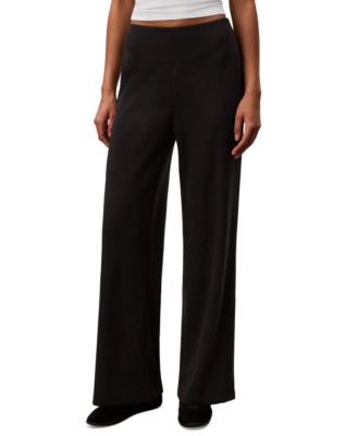 Women's Pull-On Waffle-Knit Relaxed-Fit Straight-Leg Pants