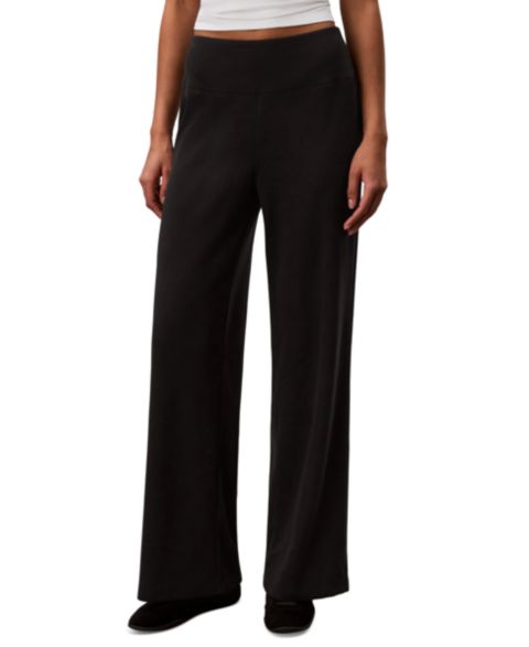 Женские брюки Calvin Klein Performance Pull-On Waffle-Knit Relaxed-Fit Straight-Leg, цвет: Чёрный